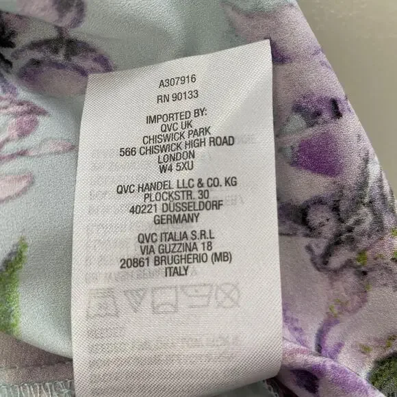 Belle Kim Gravel Top Large Blue Floral Flutter Sleeve Pastel Garden Boho A307916 - Picture 11 of 13